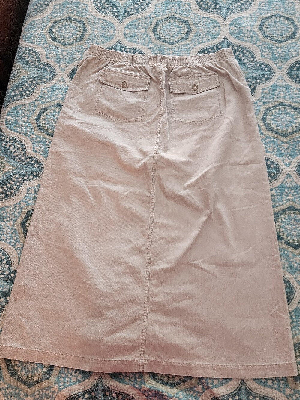Vintage 90s White Stag Khaki Cotton Midi Skirt Slit Desert Sand Minimalist Y2K - Picture 8 of 9